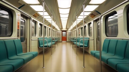 Obraz premium Empty Subway Carriage: Minimalistic, Superb, Clean Image AI Generated