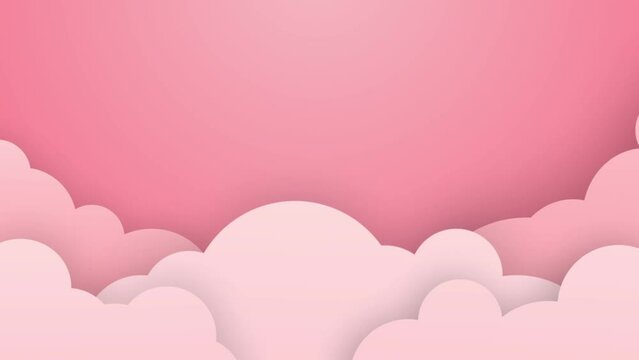Cute pink cloud sky with copy space for text animation. Animation concept for Valentines Days, Romantic 