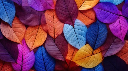 Colorful Veined Leaves Pattern AI Generated