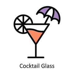 Cocktail Glass  vector Filled outline Design illustration. Symbol on White background EPS 10 File 