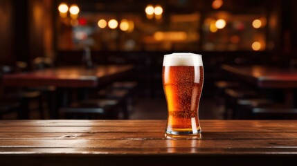 Beer on a Restaurant Table: Minimalistic and Superb Clean Image AI Generated