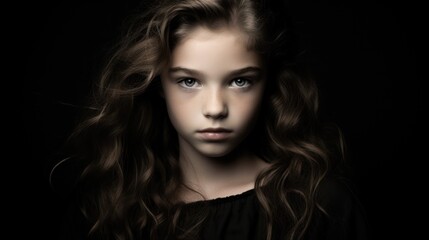 Minimalistic Black and White Portrait of a Young Girl Model AI Generated