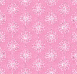 Background pattern of overlapping white and pink flowers. Pink background for clothing design Fabric and templates.