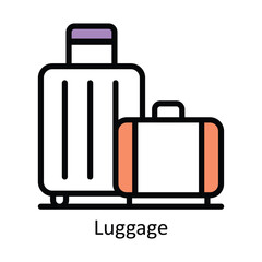 Luggage  vector Filled outline Design illustration. Symbol on White background EPS 10 File 