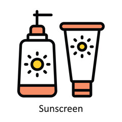 Sunscreen  vector Filled outline Design illustration. Symbol on White background EPS 10 File 