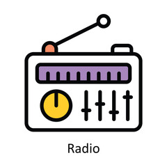Radio  vector Filled outline Design illustration. Symbol on White background EPS 10 File 
