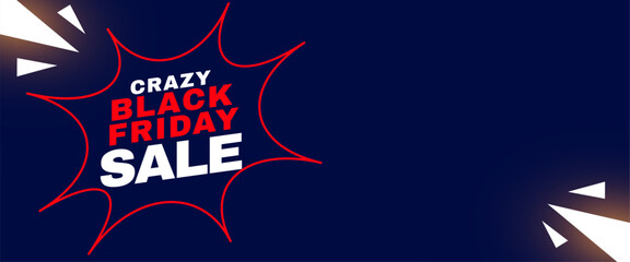 modern black friday crazy sale offer banner with comic expression - obrazy, fototapety, plakaty
