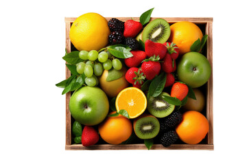 Bountiful Harvest of Mixed Fruits in Crate Isolated on Transparent Background