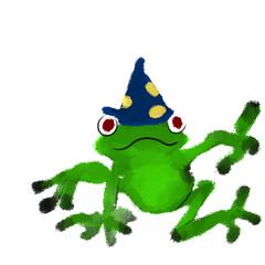 frog wizard, frog, toad, Animal painting. vector illustration. wildlife isolated cartoon.