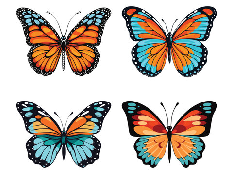 Set of Butterfly Clipart Vector illustration