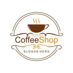 vector image of a coffee shop symbol or logo, on a white background.