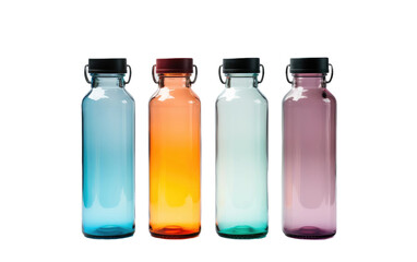 Stunning Colorful Sports Water Bottles Isolated on Transparent Background PNG.