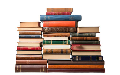 Stack of Science And Arts Books Isolated on Transparent Background PNG.
