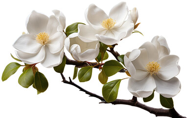Beautiful White Temple Tree Flowers Isolated on Transparent Background PNG.