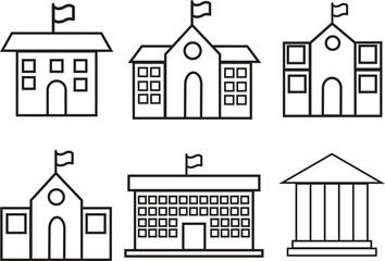 Line Art of a School Icon, College Icon Logo Vector.