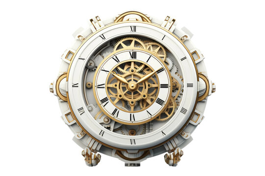 Precision 3D Mechanical Clock Illustration Isolated on Transparent Background