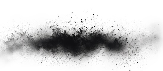 Black dust bursts on a white backdrop