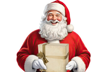 Naklejka premium Illustration painting of santa claus on winter Christmas eve