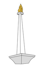 Monas , doodle inspired by icon monas Jakarta Indonesia with color that can be use for social media, wallpaper,  e.t.c.	