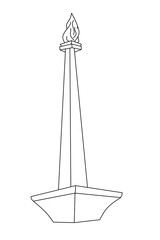 Monas , doodle inspired by icon monas Jakarta Indonesia with color that can be use for social media, wallpaper,  e.t.c.	