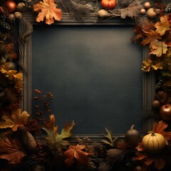 autumn background, background with leaves, Thanksgiving background, autumn leaves, turkey, harvest season, cornucopia, background, Generative AI