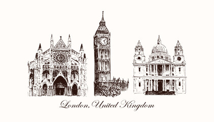 Vector Graphics with City name and Sketches ,London,United Kingdom