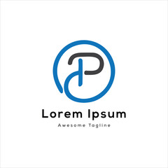 P letter circle shape creative logo design