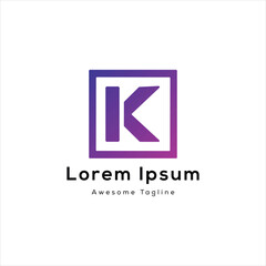 Fototapeta premium K letter square box creative logo design