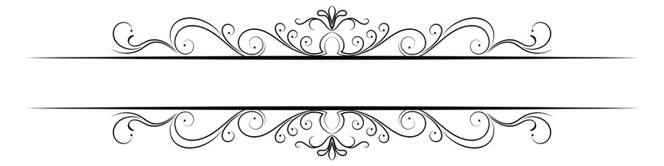 classic border wave dividing line flower pattern Scroll elements and vintage ornate frames Suitable for greeting cards Wedding invitation cards, food menus, royal cards - obrazy, fototapety, plakaty