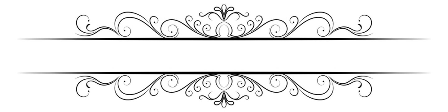 classic border wave dividing line flower pattern Scroll elements and vintage ornate frames Suitable for greeting cards Wedding invitation cards, food menus, royal cards