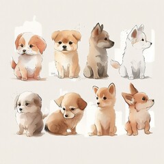 Adorable Illustration of Cute Puppies