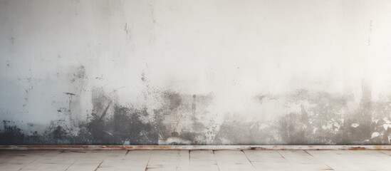 Empty room design template with grunge grey wall skirting board and white floor