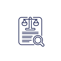 legal document search icon, line vector