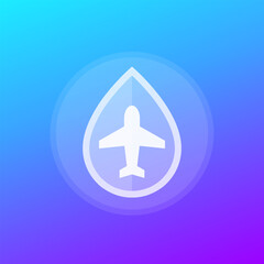 jet fuel vector icon with an airplane - obrazy, fototapety, plakaty