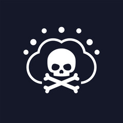 poisonous, toxic gas icon with skull and bones, vector