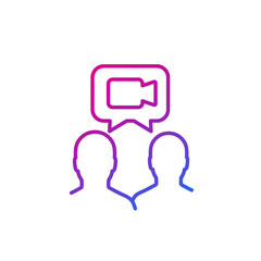 video call, online meeting line icon on white