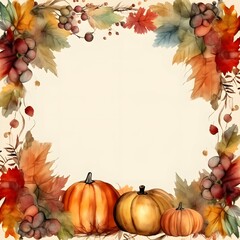 Naklejka na ściany i meble Thanksgiving background, autumn background, fall background, pumpkin background, Generative AI 