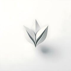 White Origami Lotus on Minimalistic Background - Concept of Peace, Tranquility, Craftsmanship, and Simplicity