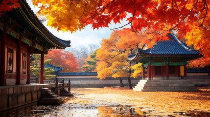 Changdeokgung palace in autumn, Seoul South Korea