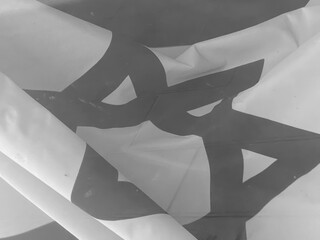 Star of David, Israel Flag in Black and White