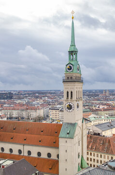 Aerial view of the old town, view of Munich, Germany