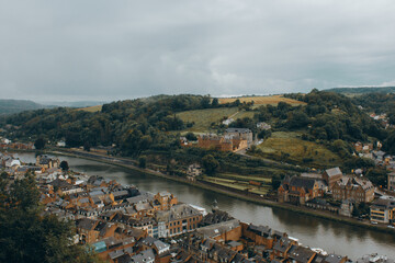 The view of Dinant from Meuse river in Belgium in summer