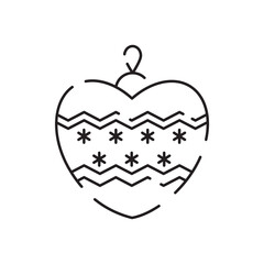 Christmas toys line icon. Xmas festive outline pictogram or sign, Christmas celebration or New Year bell vector icon or symbol with holiday tree decoration