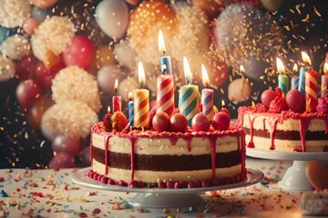 Happy birthday cake candle and chrism cake