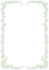 ペン画ツタの葉フレームオリーブグリーン