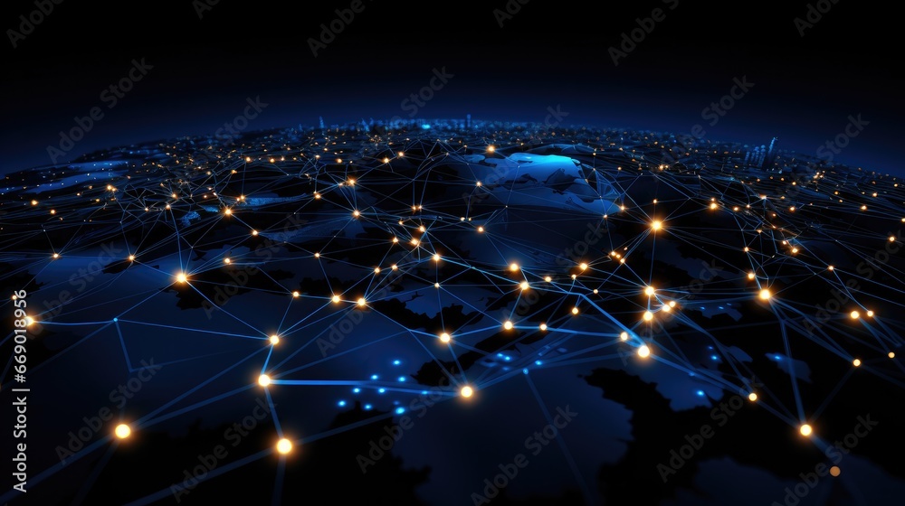 Poster smart city and communication network concept, flat digital map, connectivity, neural networks, techn