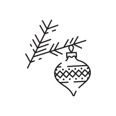 Line style Christmas toys. Christmas or New Year Elements. Vector illustration