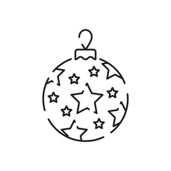 Obraz premium Christmas toys line icons. Happy New Year vector illustration