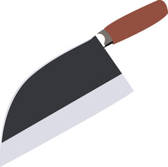 Vector Illustration of a Kitchen Knife with a Brown Wooden Handle Modern Flat Design