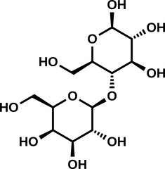 Fototapeta premium Beta-lactose structural formula, vector illustration